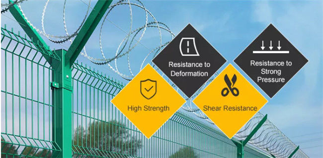 50x100mm Y Post Airport 358 Security Fence Bto22 Pvc Coated With Razor Barbed Wire 0