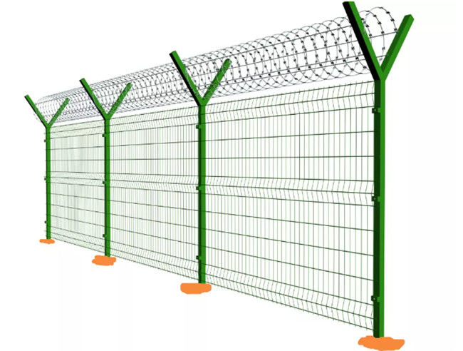 50x100mm Y Post Airport 358 Security Fence Bto22 Pvc Coated With Razor Barbed Wire 1