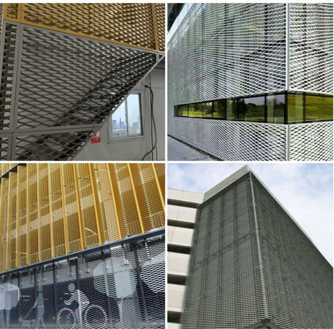 0.3mm Pvdf Coating Aluminium Expanded Metal Mesh For Building Cladding Facade 2