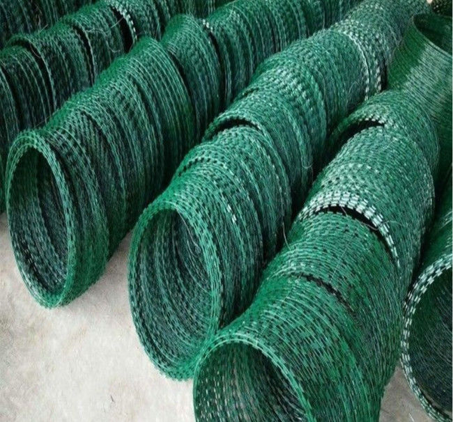 PVC Sprayed Razor Barbed Wire CBT65 Army Border Electro Galvanized Coiled 0