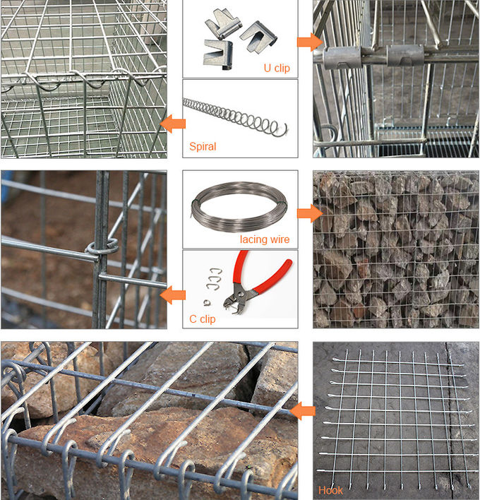 50x50mm Hot Dipped Galvanized Welded Gabion Mesh Baskets Decorative 3.8mm 0