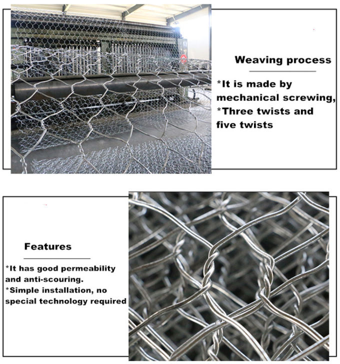 Heavy Zinc Hexagon Gabion Mesh Baskets 2.8mm Stone Filled Wire Mesh Wall 0
