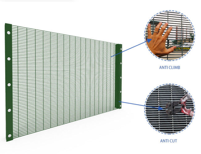 2.3m High Security Anti Climb Mesh Fence RAL 6005 Green 3"X0.5"X8 0