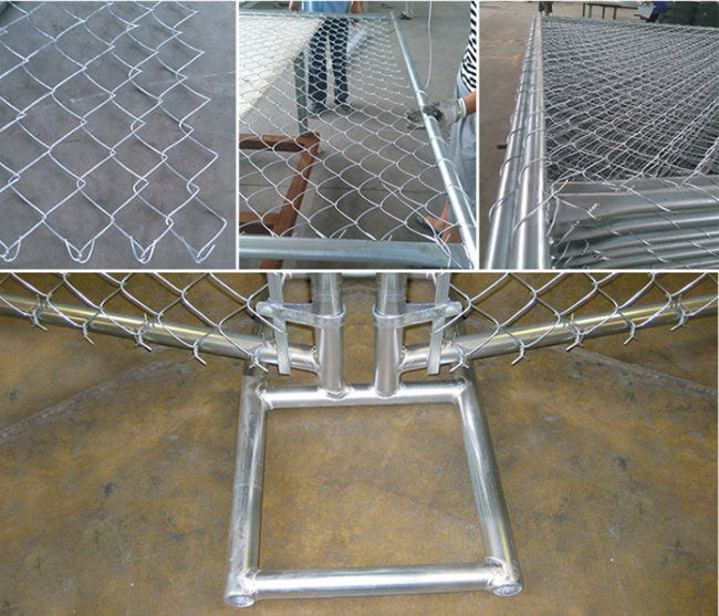 Galvanized Metal Construction Fence Panels Chain Link 75x75mm 6x12ft 1