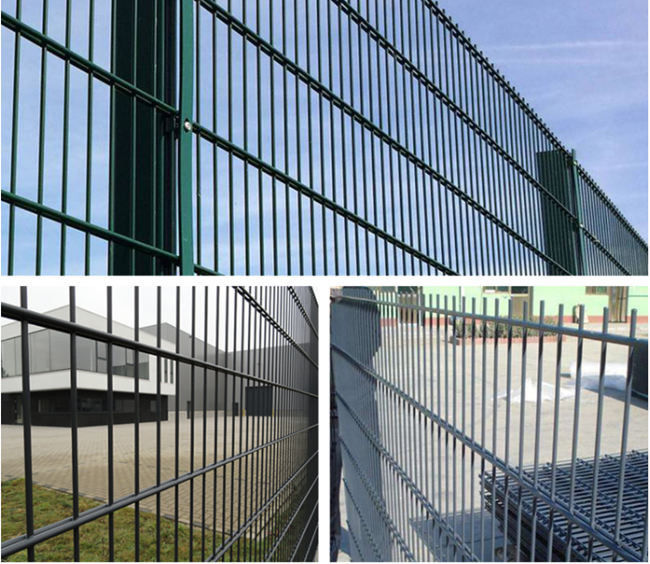 1.03m 2m 2.43m 656 Twin 2D Double Wire Fence PVC Coated RAL 7016 1