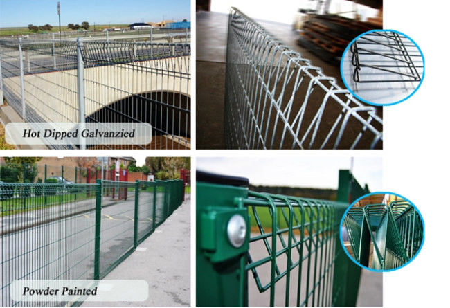 RAL 6005 Powder Coated BRC Roll Top Welded Mesh Fence Panels 50x150 Hole 0