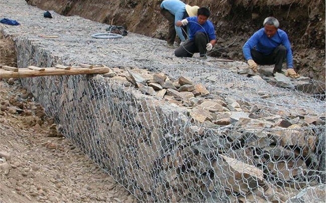 Flood Control  6 X 8 Cm Hole Gabion Mesh Basket Galfan Coated Metals 1