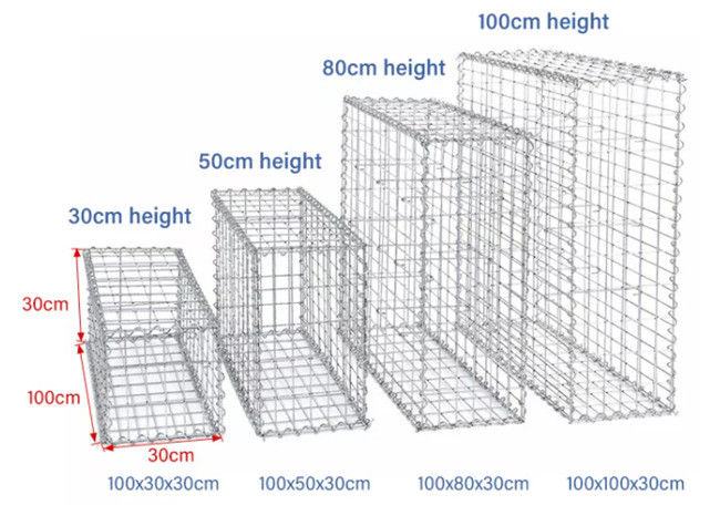 100 X 80 X 30cm Galvanized Gabion Box Welded Reinforced Stone Fence 1