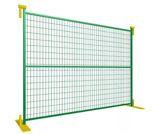 Yellow Galvanized Canada Temporary Construction Fence Panel With Clips And Base 0