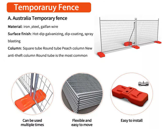 Australia Type Temporary Construction Fence Panel Hot Galvanized 2.1x2.4m 0